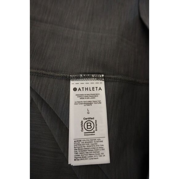Athleta Women's Sz Large Gray Heather Ultimate Textured L/S Train Top - Picture 6 of 11